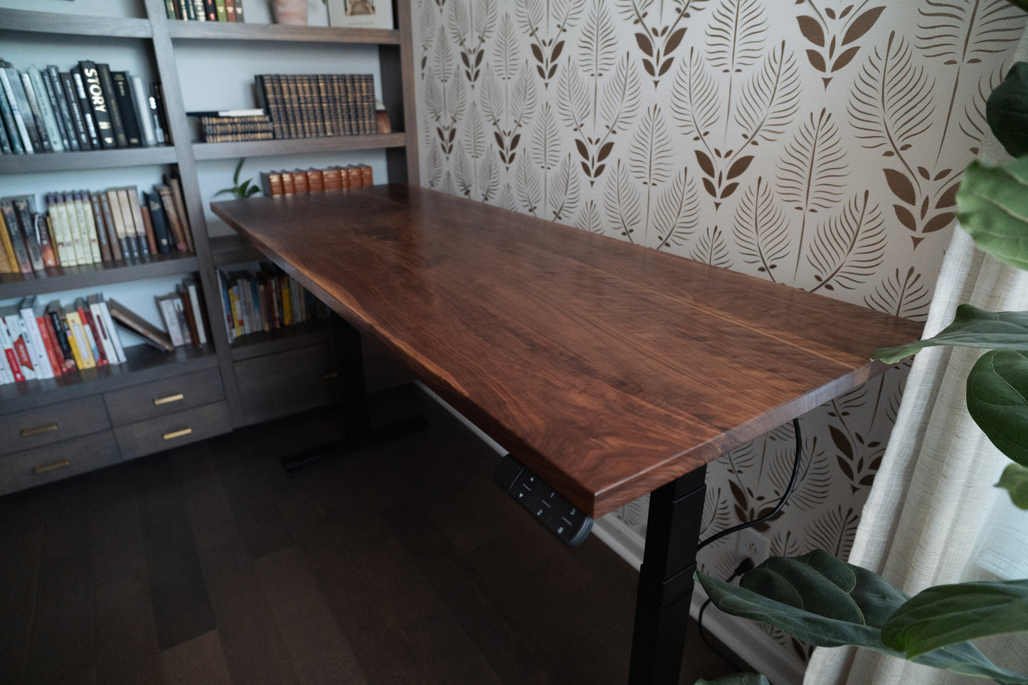 Large Walnut Sit-Stand Desk