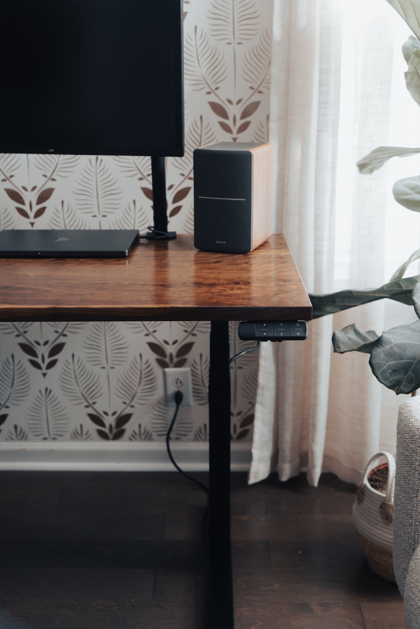 Large Walnut Sit-Stand Desk