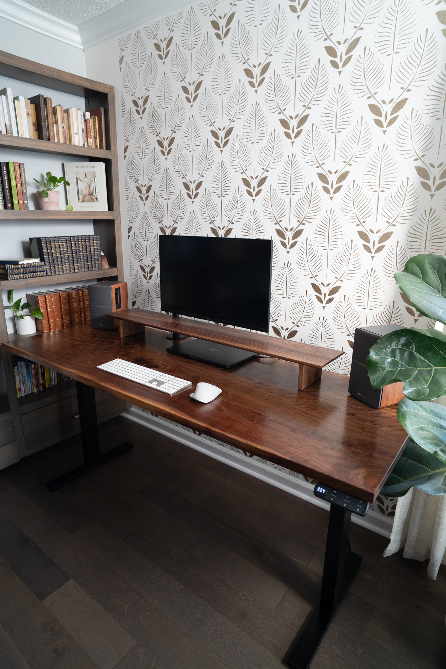 Large Walnut Sit-Stand Desk