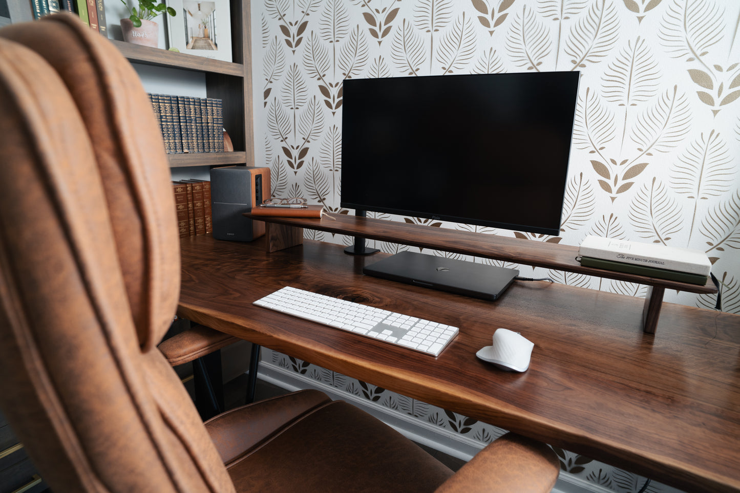 Large Walnut Sit-Stand Desk